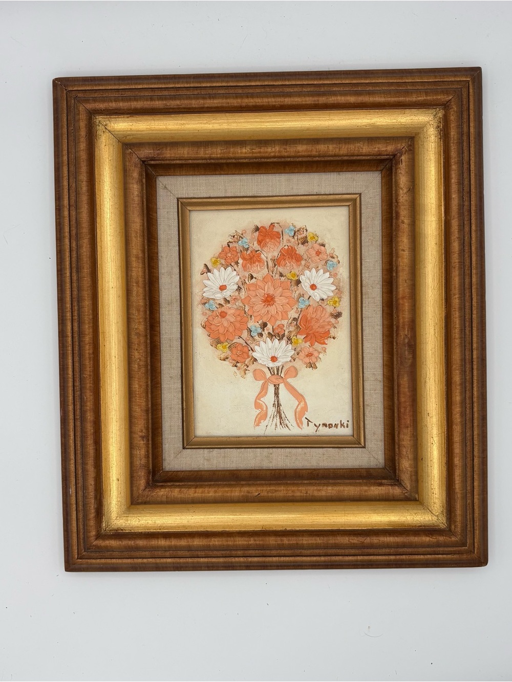 Original Tymoski Still Life Oil Painting Flowers Pastel Textured Framed Signed